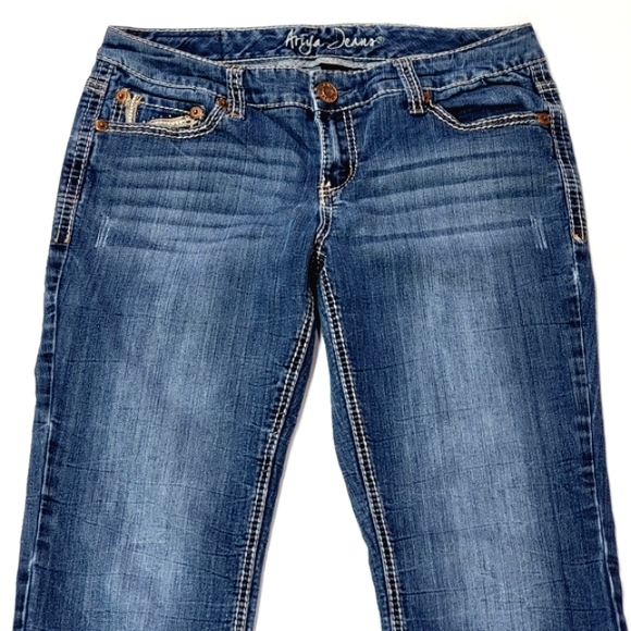 ARIYA JEANS ♡ Sweet 'n Sexy Embellished Bling Stretchy Flared Blue Jeans 11|12 - Picture 6 of 17
